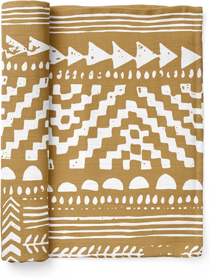 Mini Wander Swaddles for Newborns Muslin Swaddle Blankets - Breathable Soft Gender Neutral Receiving Blanket Baby Essentials | 47 x 47 Cotton - (Tapestry (Honey Gold)