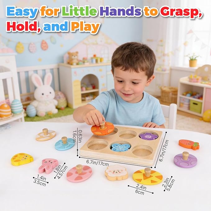 Wooden Puzzles for Toddlers 1-3, Dinosaur Egg Color Matching Puzzle, Montessori Toys for Boys Girls 1 2 3 Year Old, Preschool Learning Activity Toy