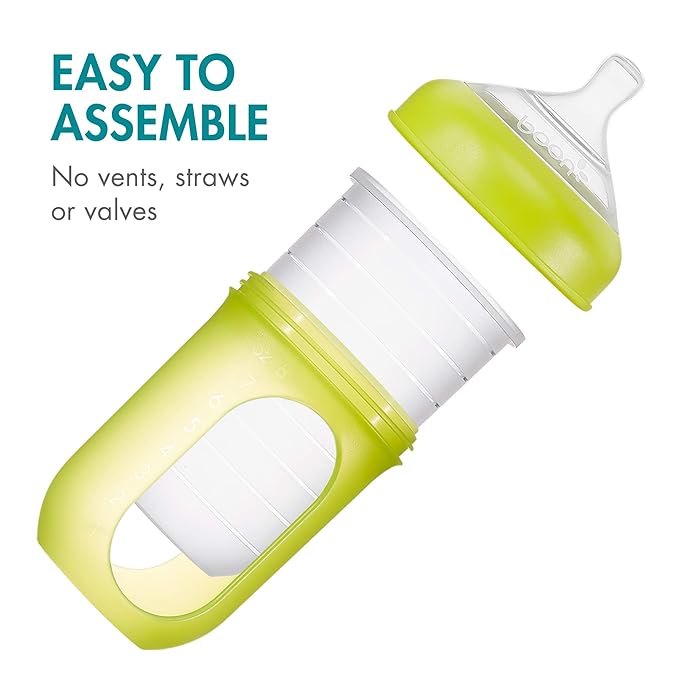 Boon Nursh Reusable Replacement Pouch with Collapsible Silicone Pouch Design - Everyday Baby Essentials - Stage 2 Medium Flow Baby Bottles - Gray - 8 Oz