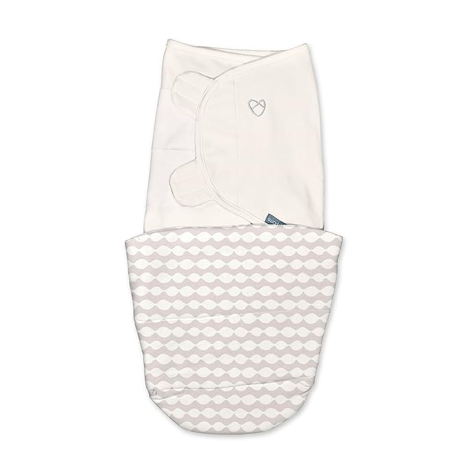 SwaddleMe by Ingenuity All Season Baby Swaddle, 2 Quick Flip Layers to Change from 1.0 to 2.5 TOG, Size 0-3 Months, 7-14 Pounds - Dream Waves