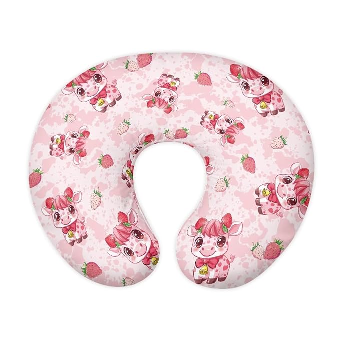 Pink Cow Stripes and Cow Nursing Pillowcase Nursing Pillow Cover Cuddle Pillow Slipcover Detachable Nursing Pillow Protective Cas Baby Feeding Breathable and Washable