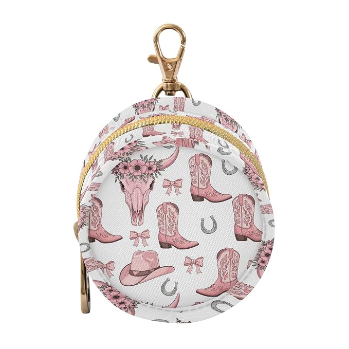 Western Cowgirl Boots Hat White Pattern Pacifier Holder Case with Clip Portable Pacifier Storage Cover for Boys Girls
