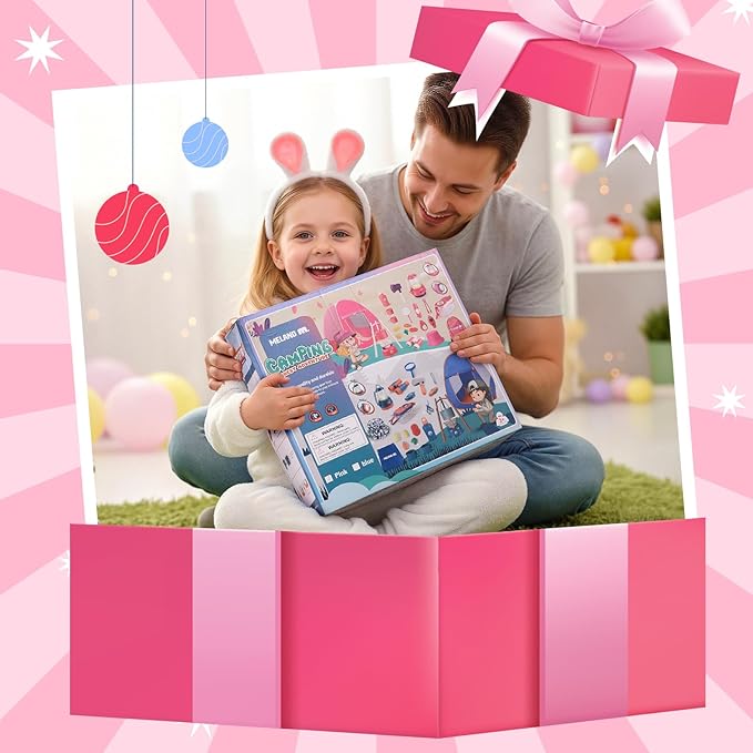 Meland Kids Camping Set for Girls - Camping Tent Toys for Girls Indoor Outdoor Pretend Play, Christmas Birthday Gift Idea for Toddler Girl Age 3,4,5,6 Year Old