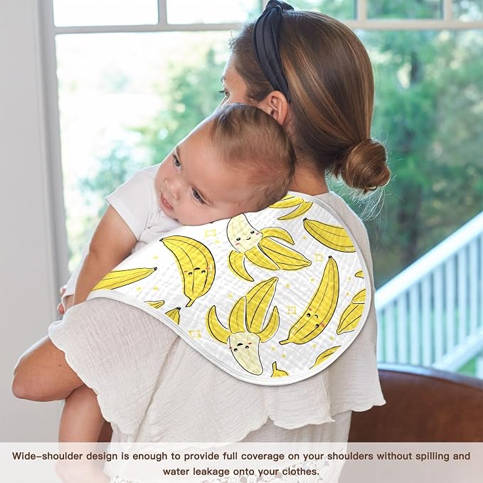 vvfelixl Burp Cloths Cute Bananas for Baby Boy Girls Baby Washcloths Burp Rags 1 Pack White