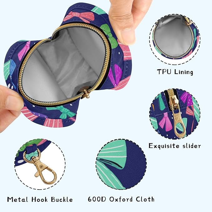 Pacifier Holder with Clip Pacifier Case for Diaper Bag Round Baby Pacifier Pouch Box Bag Portable Colorful Bows