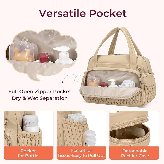 Telena Tote Diaper Bags, Travel Crossbody Large Capacity Hospital Bag for Women Labor Delivery with Pacifier Case