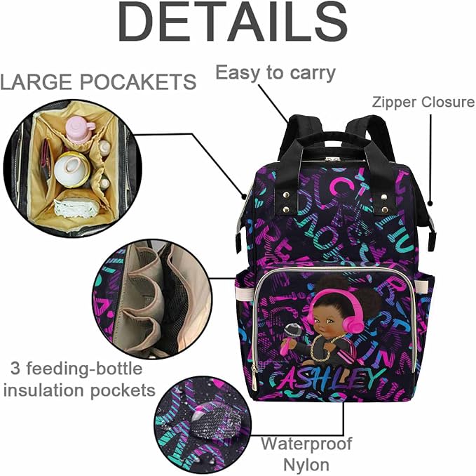 M YESCUSTOM Customized Diaper Backpack with Name Personalized Daycare Bag Custom Mummy Nursing Baby Bags Shoulder Bag