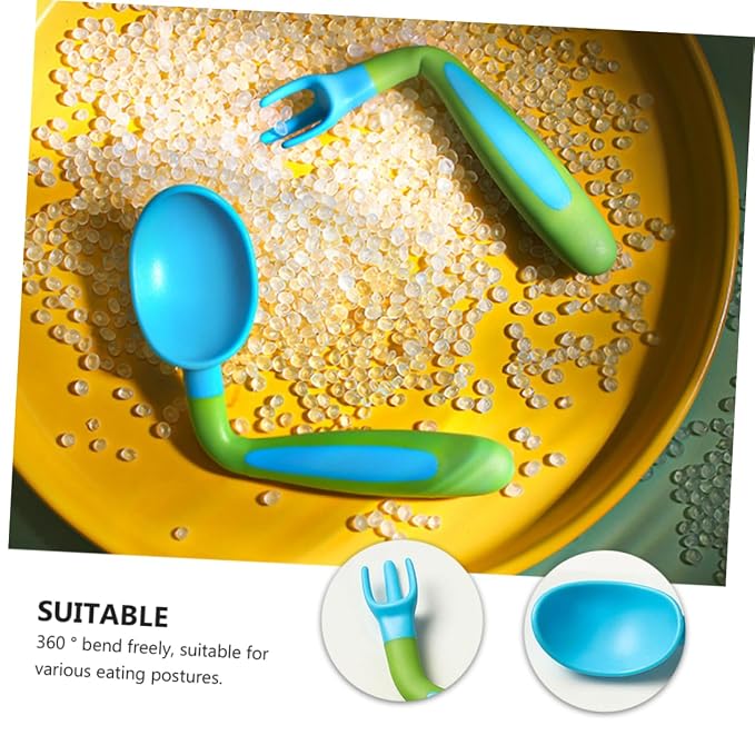 1Set Bendable Fork Spoon for Feeding Tableware and Easy to Clean for Food