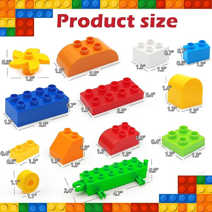 CONVENTEJOY 150 Pcs Classic Building Blocks Set for Toddlers 3-6, Large Building Bricks Train Educational Toy STEM Toys Compatible with Major Brands Gift for Kids