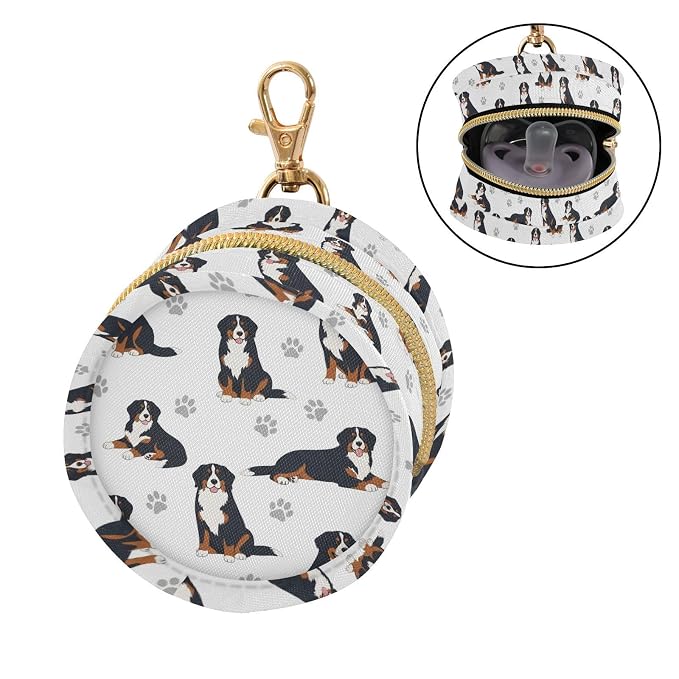 Berner Dog Paw White Print Pacifier Holder Case with Clip Paci Holder Pacifier Storage Case Container Portable for Diaper Bag Newborn Girl Boy Essentials
