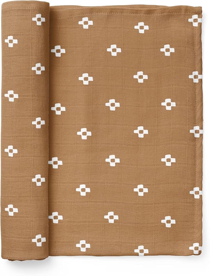 Mini Wander Swaddles for Newborns Muslin Swaddle Blankets - Breathable Soft Gender Neutral Receiving Blanket Baby Essentials | 47 x 47 Cotton - Boho Squares (Coconut)