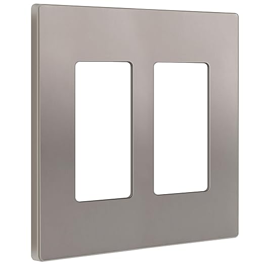 ENERLITES Elite Series Screwless Decorator Wall Plate Child Safe Outlet Cover, Size 2-Gang 4.68" H x 4.73" L, Unbreakable Polycarbonate Thermoplastic, SI8832-NK, Glossy, Nickel