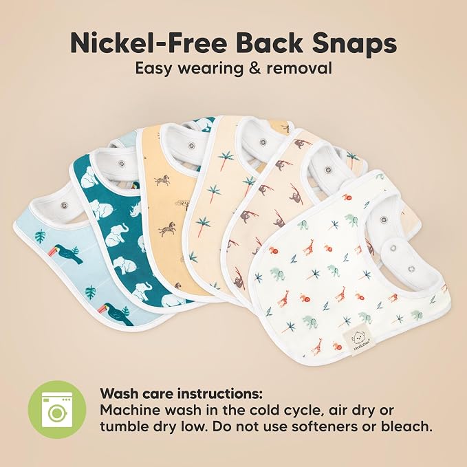 8-Pack Organic Baby Bibs for Boys, Girls - Soft Cotton Drooling and Teething Bibs for Baby Girl & Boy, Extra Absorbent, Easy to Clean & Put On for Toddler, Newborn, Infant 0-24 Months (Mesozoic)