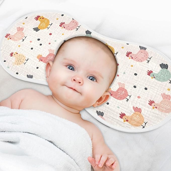 vvfelixl Muslin Burp Cloths Happy Pastel Chickens Baby Washcloths for Baby Girl Boys 2 Pack