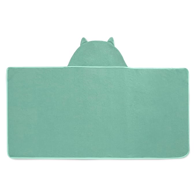 Delta Children Kids Hooded Bath Towel with Pockets - Super Soft and Absorbent- Great Gift for Boys and Girls, Light Teal Owl