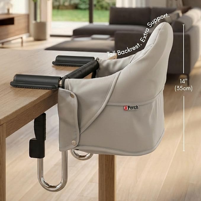 guzzie+Guss Perch Hook On High Chair – Portable Clip On Table Chair for Baby & Toddler | Travel High Chair for Restaurants, Picnics, Camping, Beach, Vacation | Boys & Girls 4M+ | Pearl