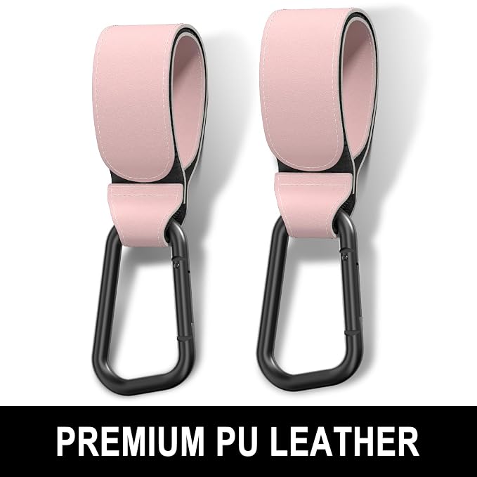 Baby Stroller Hooks for Hanging Bags, Universal Stroller Clips Accessories, Mommy Hook for Diaper Bag, Shopping Cart, Purse, Backpack - 2 Pack, Pink