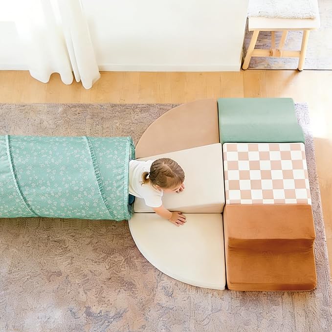 Tiny Land Kids Play Tunnel for Toddlers and Baby, Foldable Pop Up Crawl Tunnel with Storage Bag for Indoor and Outdoor Play, 69 x 18 Inch, Green, Gift for 2 Year Old Girl and Boy