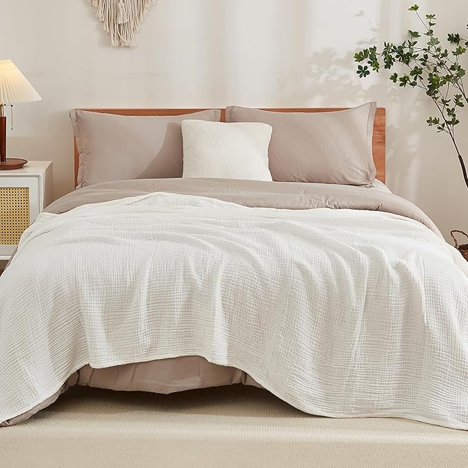 EMME Cotton Muslin Twin XL Blanket Breathable Gauze Soft Lightweight Adults Gifts for Women (66"x90")
