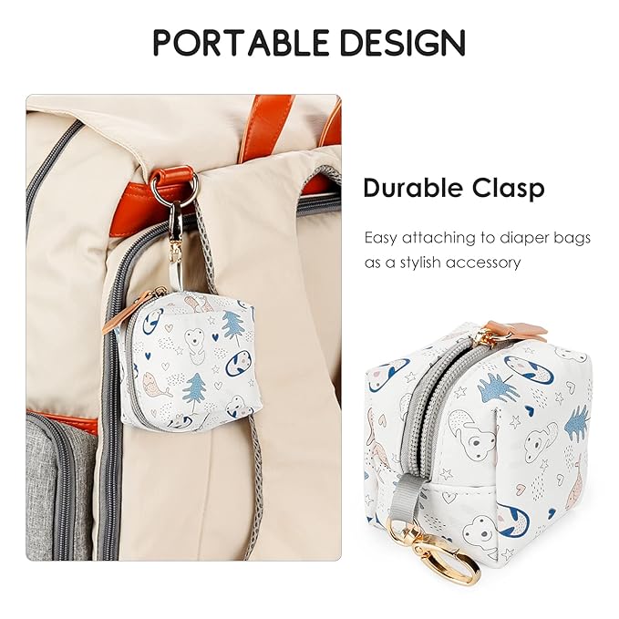 SONARIN Portable Pacifier Holder Case with Clasp for Diaper Bags,PU Baby Dummy Case Soother Pod Pacifier Case Pacifier Bag Storage Box for Holding 2 Pacifiers or Nipple Shields(Penguin)