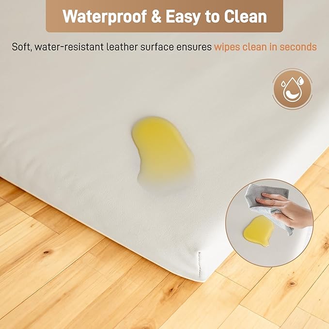 Ultra Soft Baby Play Mat for Floor 1.4" Thick Memory Foam 59x59 Playpen Mat for Toddlers Infant Kids with Non-Slip Backing Safe for Crawling, Water-Repellent Leather for Tummy Time, Tatami Style(Grey)
