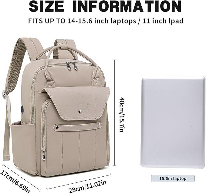 Baby Diaper Bag Backpack with Laptop Compartment 15.6 inch, Baby Essentials Travel Baby Bag Leather Backpack