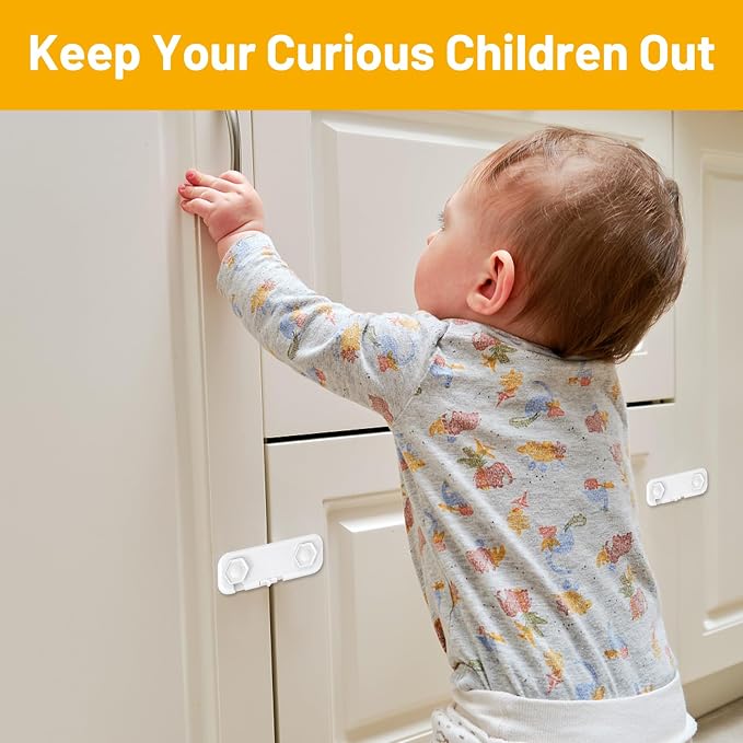 6 Pack Fridge Locks for Kids, Cabinet Locks Baby Proofing, Child Proof Refrigerator Lock, Door Locks for Kids Safety, Baby Locks for Cabinets and Drawers, Doors, Fridges, Freezers, Closets, Ovens