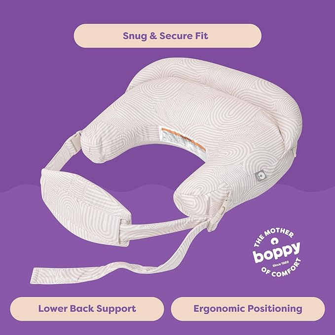 Boppy Complete Nursing Pillow, Breastfeeding & Bottle Feeding Ergonomic 2-in-1 Feeding Pillow with Removable Belt, CloseComfort No-Gap Design, Full-Length Bolster, Washable Cover-Oat Retro Arches