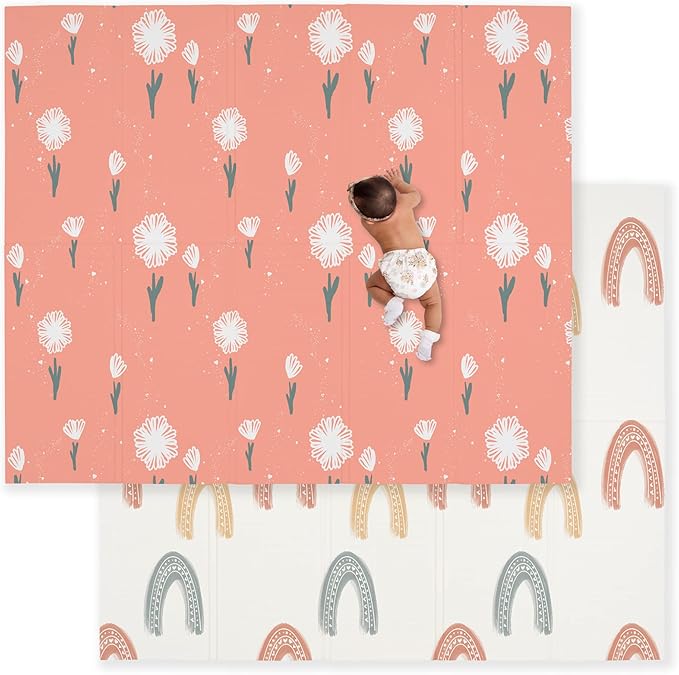 JumpOff Jo Foldable Foam Play Mat ??Large Waterproof Baby & Toddler Activity Floor Mat, Double-Sided 70 x 59 Inch Play Surface