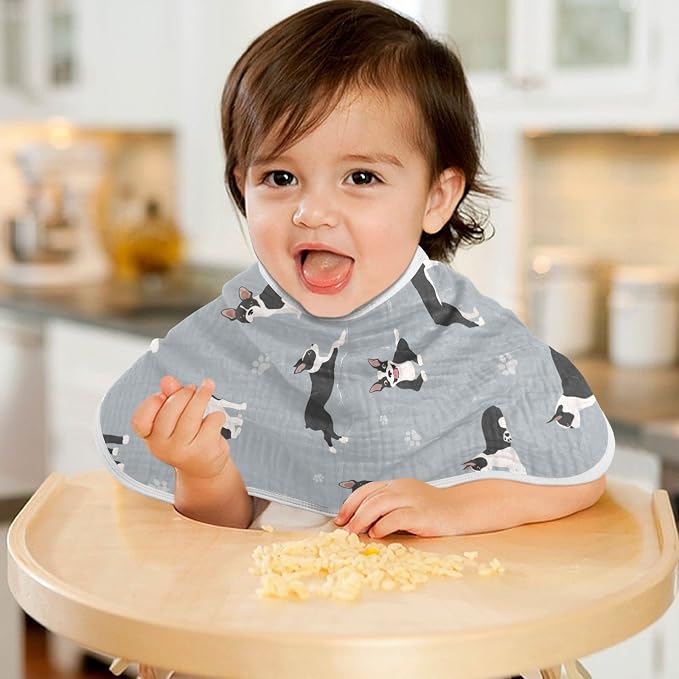 Boston Terrier Dog Do Yoga Muslin Burp Cloths for Baby 1 Pack 100% Cotton Baby Washcloths Bibs for Boy Girl