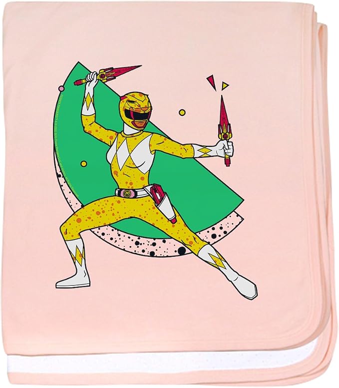 CafePress Power Rangers Yellow Ranger with Dagg Baby Blanket, Super Soft Newborn Swaddle