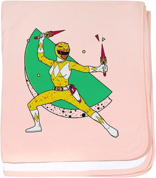 CafePress Power Rangers Yellow Ranger with Dagg Baby Blanket, Super Soft Newborn Swaddle