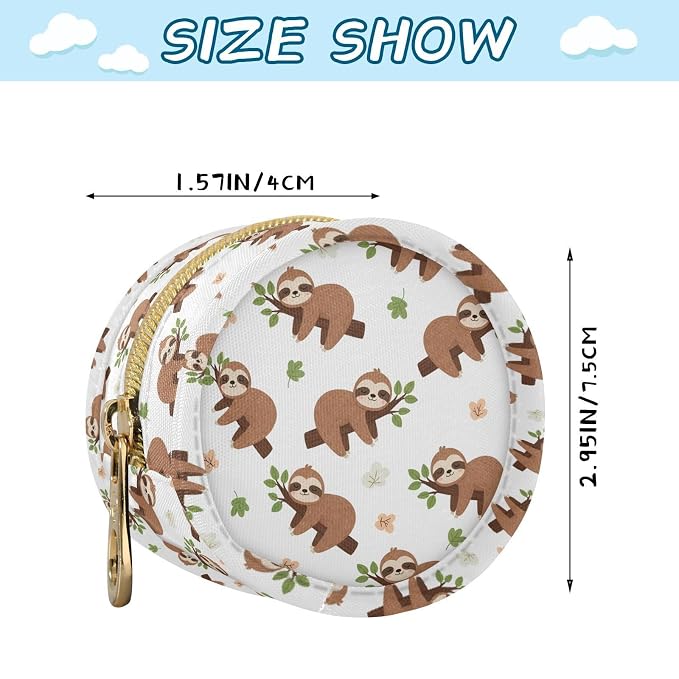 Cartoon Sloths White Print Pacifier Holder Case for Diaper Bag Portable Travel Pacifier Storage Case with Clip Newborn Baby Pouch for Baby Boys Girls Outdoor Purse