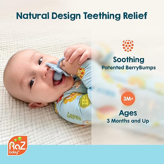 RaZbaby Dragon RaZbuddy w/RaZberry Teething Relief Pacifier ??Soothes Sore Gums w/Nature-Inspired Texture, 100% BPA-Free Silicone Teether, Detachable Stuffed Animal ??3 Months+ Teether, Mint