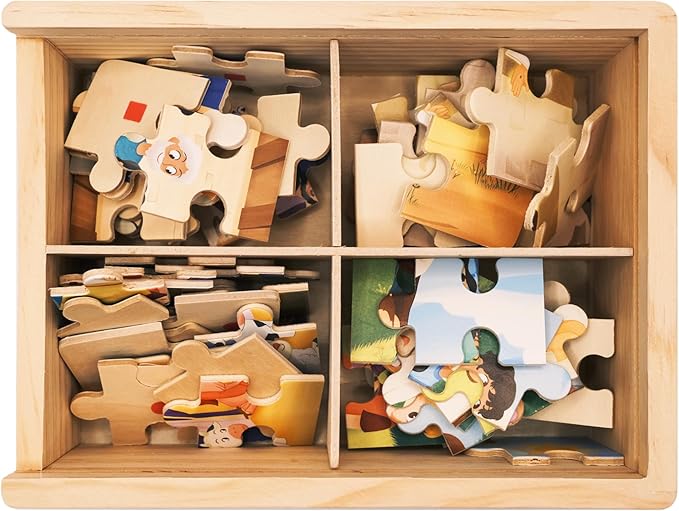 Bible Puzzles for Kids Ages 4-6 | 4-in-1 Puzzle in Box (15 pcs Each) | Christian Gifts for Kids | Christian Puzzles for Toddlers for Grandkids (New Testament B)