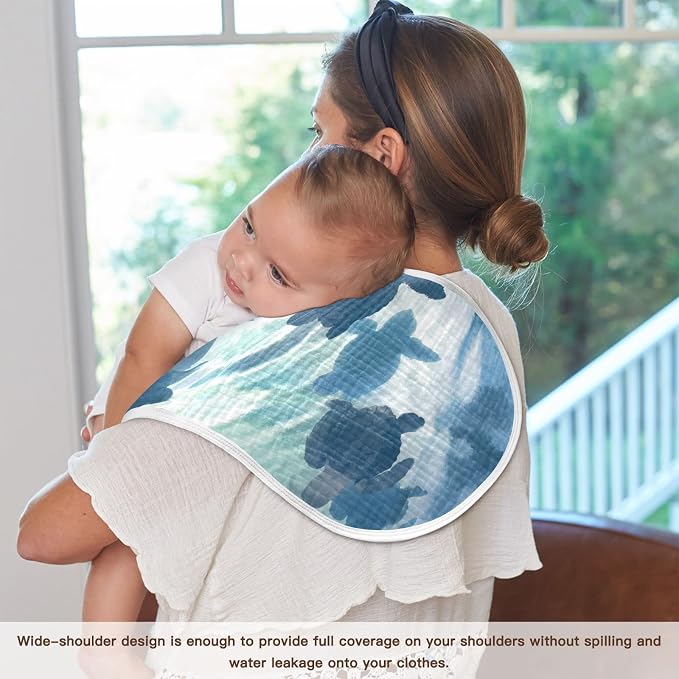 Sea Turtle Olive Ridley Turtles Muslin Burp Cloths for Baby 4 Pack 100% Cotton Baby Washcloths Bibs for Boy Girl