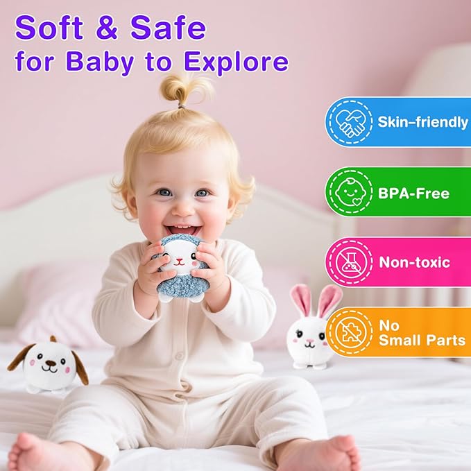 Montessori Sensory Toys for Baby - First Surprise Barn with 6 Stuffed Farm Animals - Rattles, Crinkles, Squeak, Mirror - 6-12 Months Infant &1-3 Years Toddler boy Girl Gifts & Travel Toy