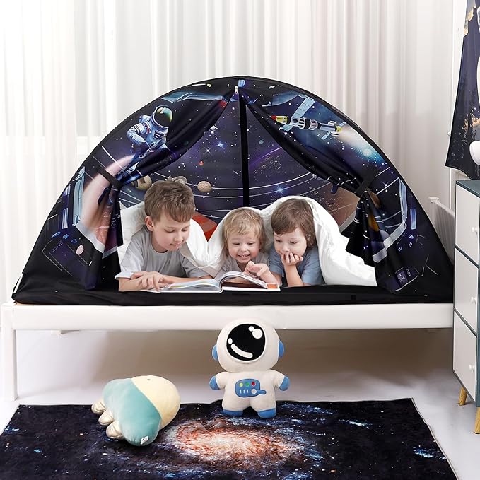 Kid Bed Tent -Twin Play Tent Dream Playhouse for Bedroom Decor Indoor Games Twin Size Bed Canopy by CRAWLBO