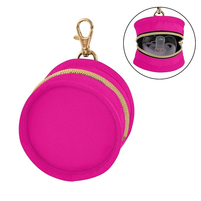 Hot Pink Pacifier Holder Case Newborn Pacifier Storage Pouch for Boys Girls Easy Attach to Diaper Bag Portable Baby Essentials Container