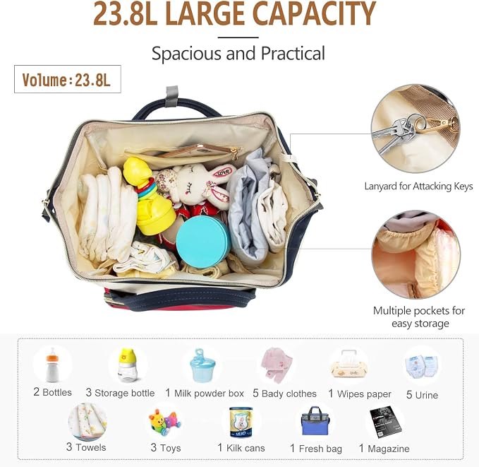 BALCONY & FALCON Multi-Functional Diaper Bag Backpack with Changing Pad Waterproof Nappy Bag