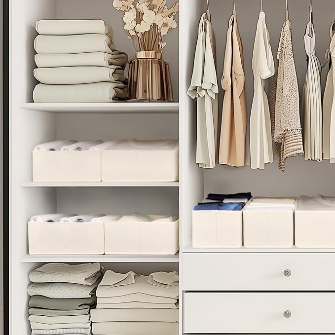 Criusia Drawer Organizer Clothes, 21 Pack Dresser Organizer for Baby Clothes, Underwear, Sock - Foldable Closet Organization and Storage Dividers Bins for Nursery, Bedroom (Beige)