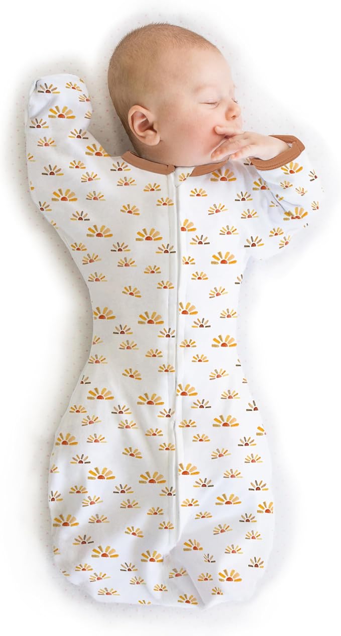 SwaddleDesigns Transitional Swaddle Sack, Arms Up Half-Length Sleeve Mitten Cuff, Most Gradual Transition Swaddle for Newborn