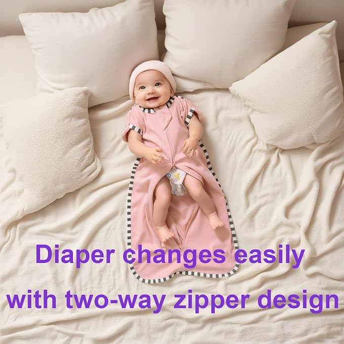 Swaddling Sleep Sack 2-Pack, 100% Cotton Newborn Wearable Blanket, Arms Up Design with 2-Way Zipper, Transitioning Breathable Swaddle (Pink + Sepia Rose, Medium 3-6 Months)