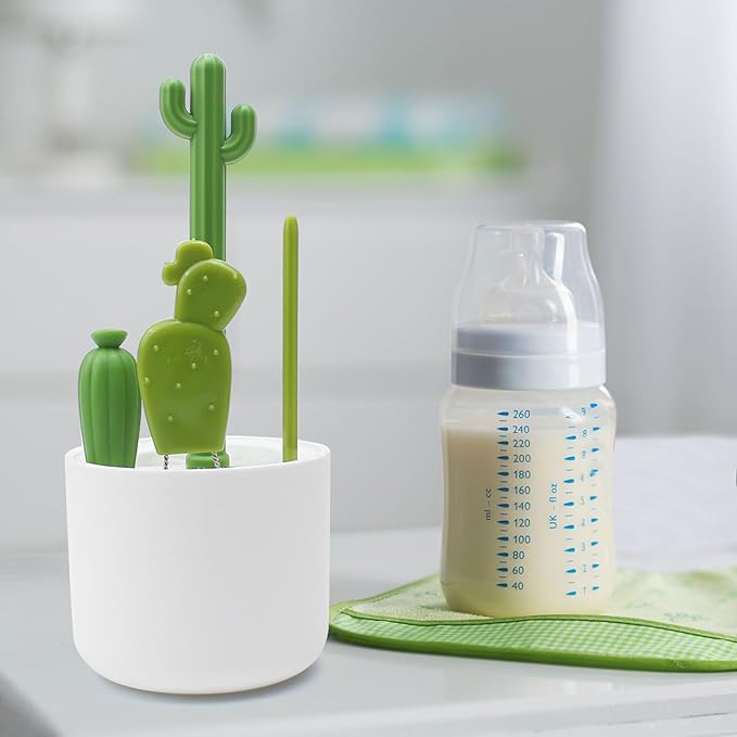 Cactus Bottle Brush Set, Full-Angle Straw Detail Brushes Cleaning Cleaner Washer Tool Kit with Stand Holder Multifunctional for Washing Baby Breast Pump Nipple Essentials Kitchen Decor Replacement