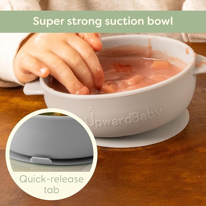 UpwardBaby Led Weaning Supplies - Suction Plates for Baby - Spoons Self Feeding 6 months Bowls Silicone Plates Bowls Self Eating - Toddler/Infant First Stage BLW Utensils 6-12 Months