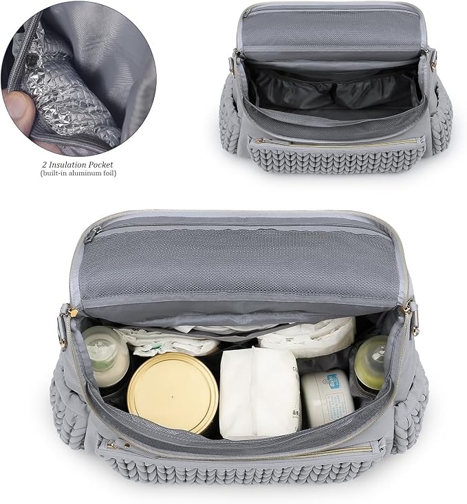 Convertible Diaper Bag Backpack, Waterproof Nappy Changing Bag, Travel Mummy Bag with Changing Pad, Shoulder Strap (GREY)