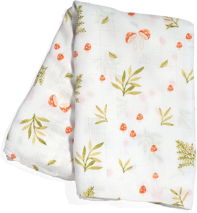 Rookie Humans Super Soft Viscose from Bamboo Muslin Swaddle Blankets for Baby Girls and Boys ??Silky Soft - 47 x 47 inches Swaddling Blankets - Newborn Baby Essentials, Mushrooms