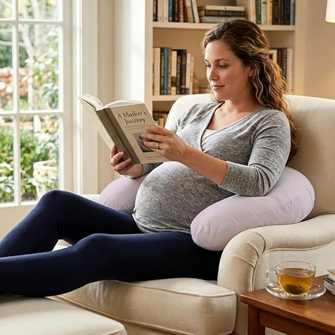 Plushii U-Shaped Nursing Pillow with Washable Cover,Blush | Ergonomic U-shaped breastfeeding support pillow for mom and baby, featuring a soft, breathable and washable cover