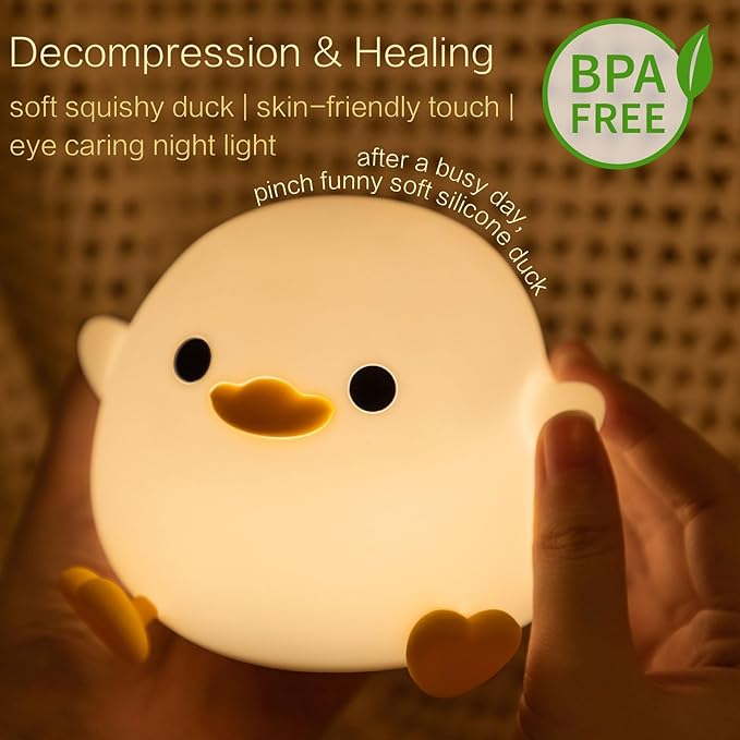 YR YRHH-PET Cute Duck Night Light, Cute Lamp Dodo Duck, Bean Shape, Kids Squishy Ducky Stuff, Silicone Dimmable Baby Nursery Touch Nightlight, Boy Girls College White Elephant Gifts, Mothers Day Gifts