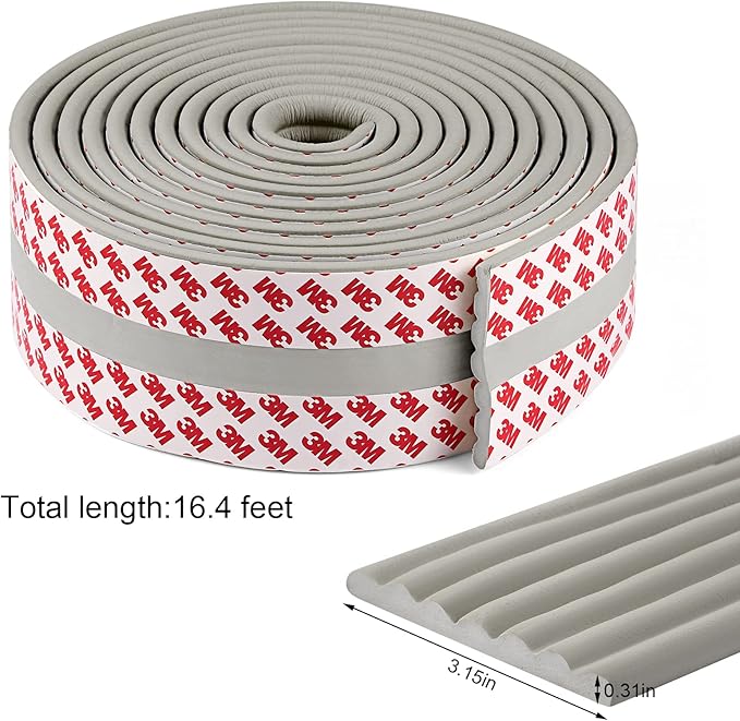 Baby Proofing Edge Corner Protector, 16.4 ft Edge Guards Padding with 3M Adhesive, Extra-Wide Soft Rubber Foam Padding, Furniture,Sharp Edge Safety Corner Edge Bumper Guard-Gray